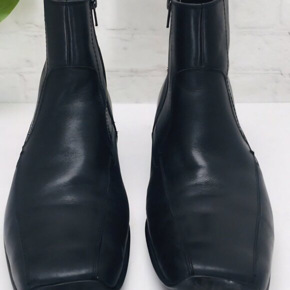 NWOT Aldo Black Leather dress Ankle zip square tip Boots 11 - Picture 2 of 4